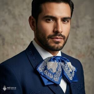 Mexican Embroidered Charro Moño – Traditional Satin Mariachi Bow Tie